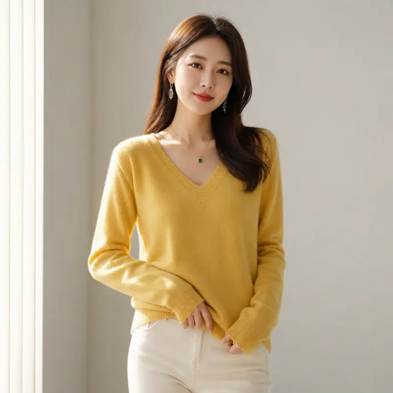 New V-neck long-sleeve pullover women's knitwear for spring, autumn, and winter, plus-size women's top, cross-border hot-selling foreign trade item — feature 9