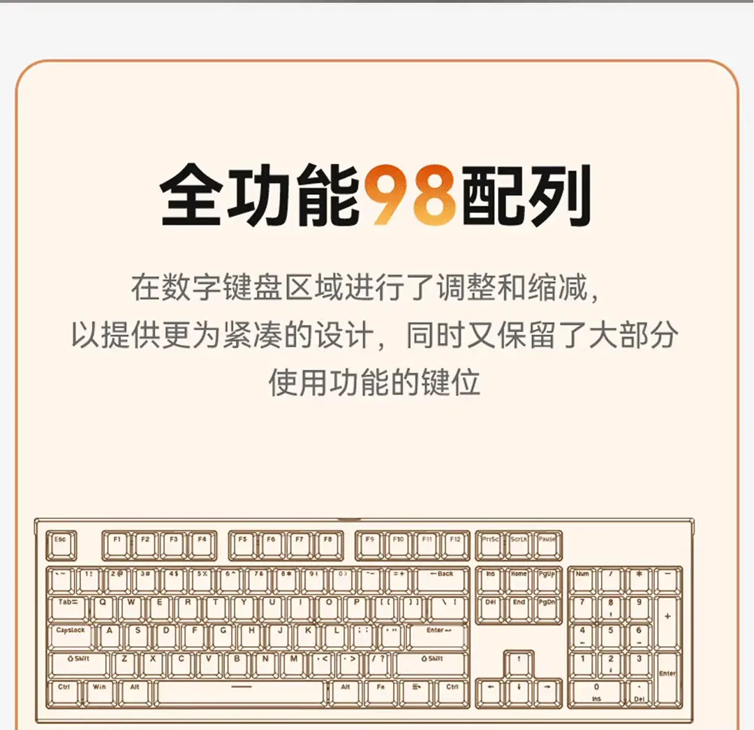 Cross-border 98-key wired keyboard, color-blocked, waterproof, for gaming and office use, silent, backlit, USB computer accessory — feature 17