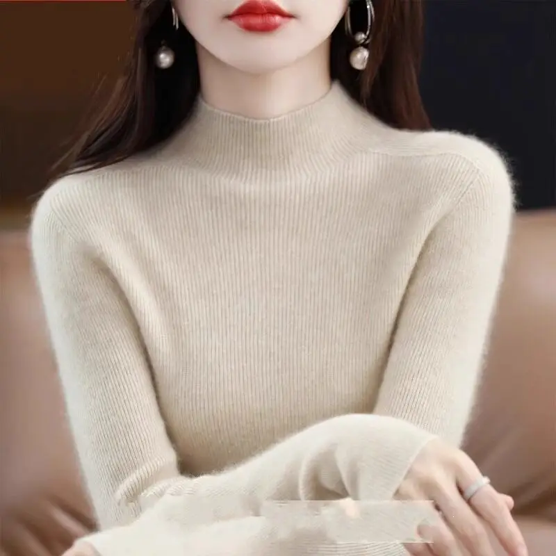 2026 Fall/Winter New Knit Sweater for Women, Slim Fit, Half High Collar, Short Base Layer Sweater, Trendy — feature 10