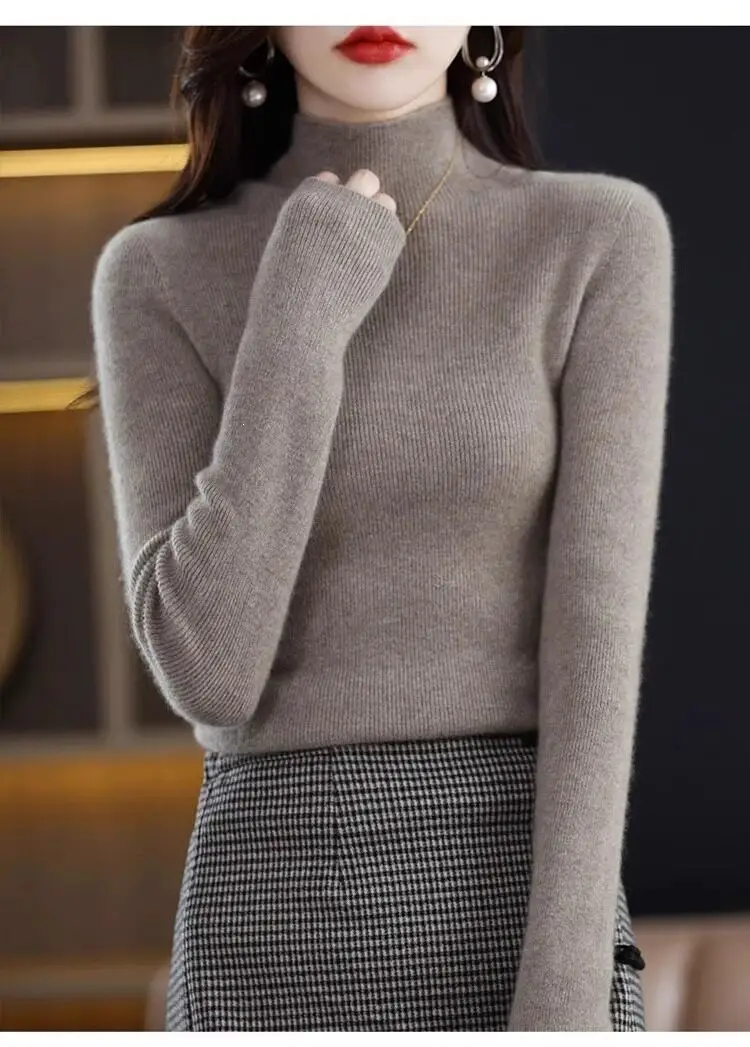 2026 Fall/Winter New Knit Sweater for Women, Slim Fit, Half High Collar, Short Base Layer Sweater, Trendy — feature 15