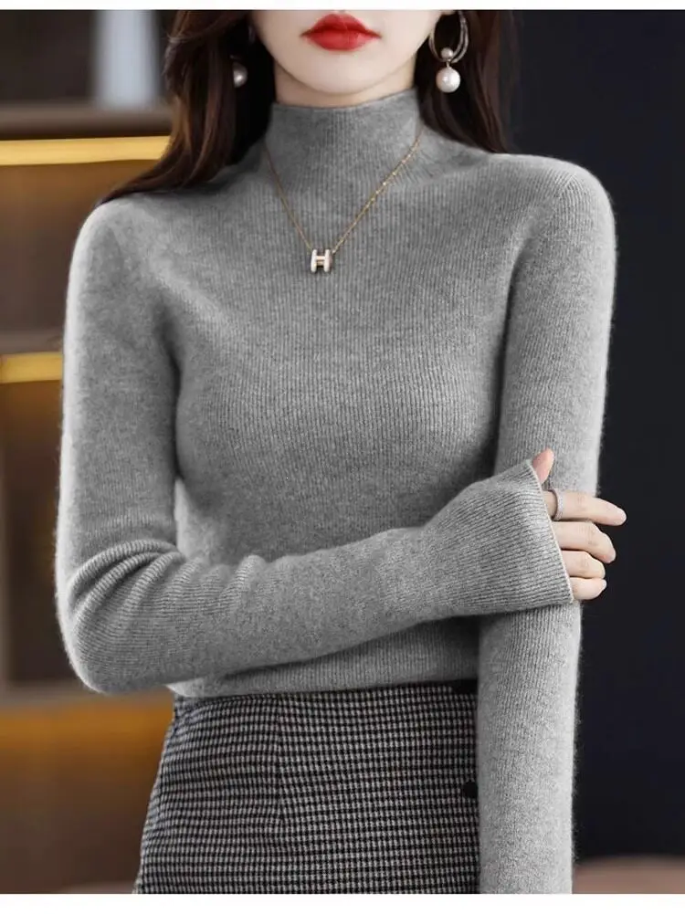 2026 Fall/Winter New Knit Sweater for Women, Slim Fit, Half High Collar, Short Base Layer Sweater, Trendy — feature 19