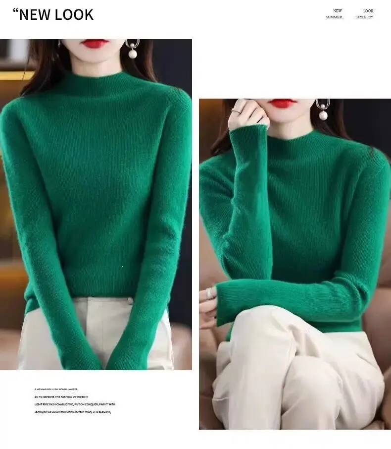 2026 Fall/Winter New Knit Sweater for Women, Slim Fit, Half High Collar, Short Base Layer Sweater, Trendy — feature 25