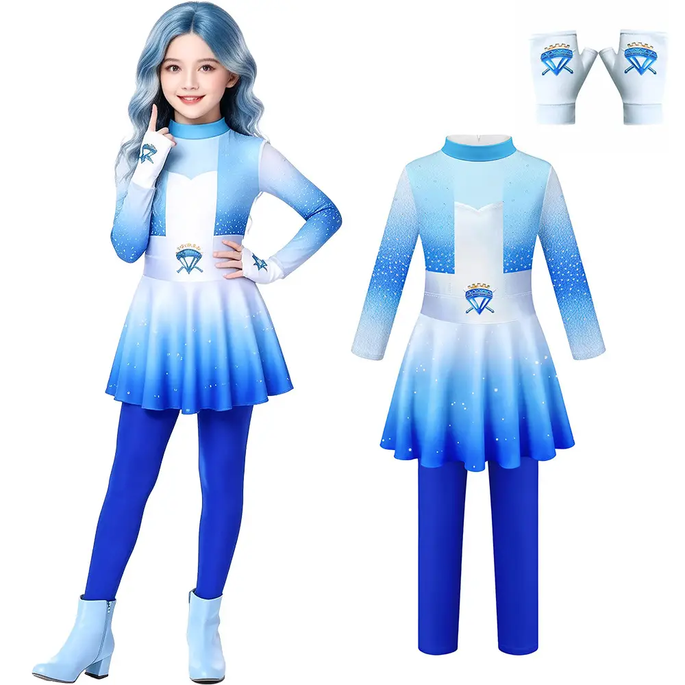Descendants 5 Chloe cosplay costume Cinderella's daughter blue princess dress Halloween girls' stage performance outfit