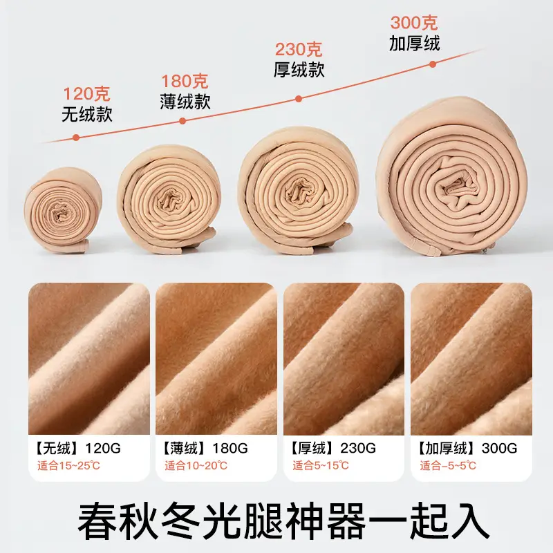 Kefei Women's Autumn and Winter Bare-Leg Effect Pantyhose, Natural Nude Feel, Fleece-Lined, Thick, Flesh-Colored, Double-Layered, Warm Leggings
