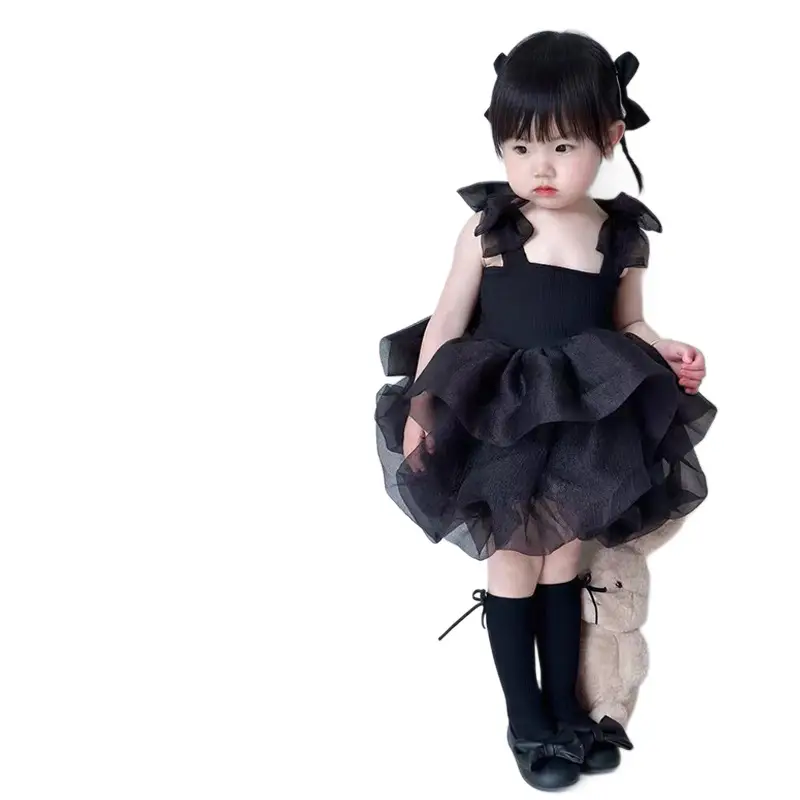 Girls' New Summer Princess Dress, Children's Strap Puffy Dress, Baby's Birthday Dress, Stylish Mesh Dress