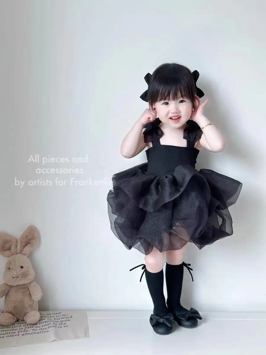 Girls' New Summer Princess Dress, Children's Strap Puffy Dress, Baby's Birthday Dress, Stylish Mesh Dress — feature 1