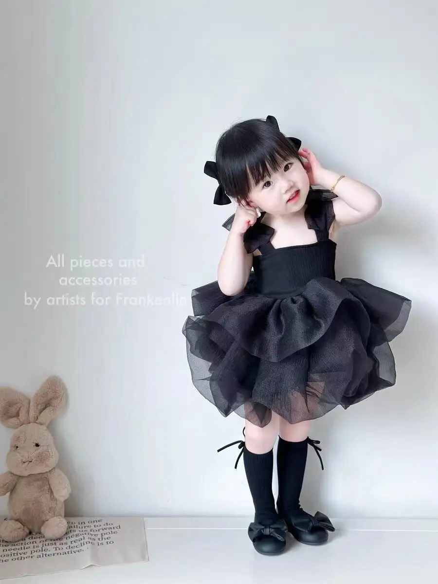 Girls' New Summer Princess Dress, Children's Strap Puffy Dress, Baby's Birthday Dress, Stylish Mesh Dress — feature 2