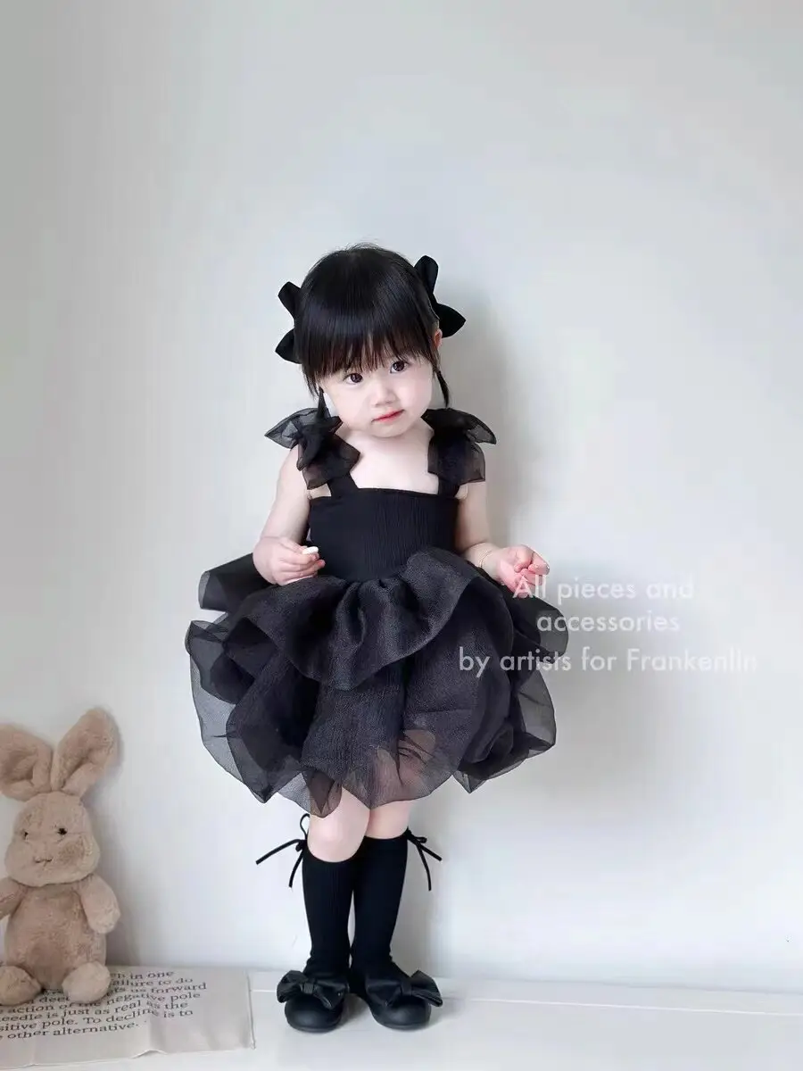 Girls' New Summer Princess Dress, Children's Strap Puffy Dress, Baby's Birthday Dress, Stylish Mesh Dress — feature 3
