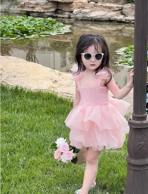 Girls' New Summer Princess Dress, Children's Strap Puffy Dress, Baby's Birthday Dress, Stylish Mesh Dress — feature 6