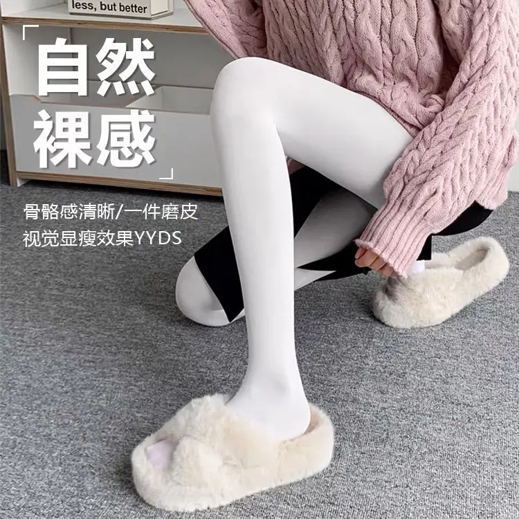 80d velvet pantyhose for women, Lolita JK style, thick white, pure and desirable, anti-snag, elegant stockings, spring and autumn thin leggings