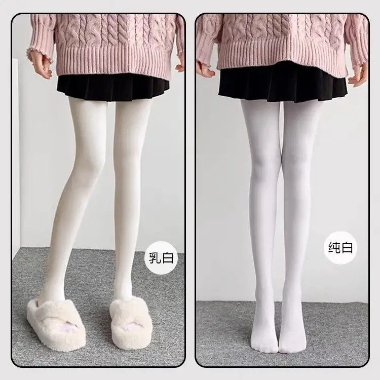 80d velvet pantyhose for women, Lolita JK style, thick white, pure and desirable, anti-snag, elegant stockings, spring and autumn thin leggings