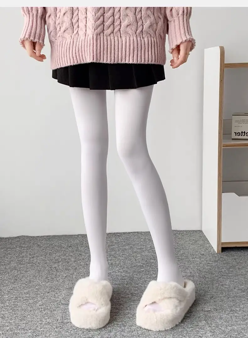 80d velvet pantyhose for women, Lolita JK style, thick white, pure and desirable, anti-snag, elegant stockings, spring and autumn thin leggings — feature 11