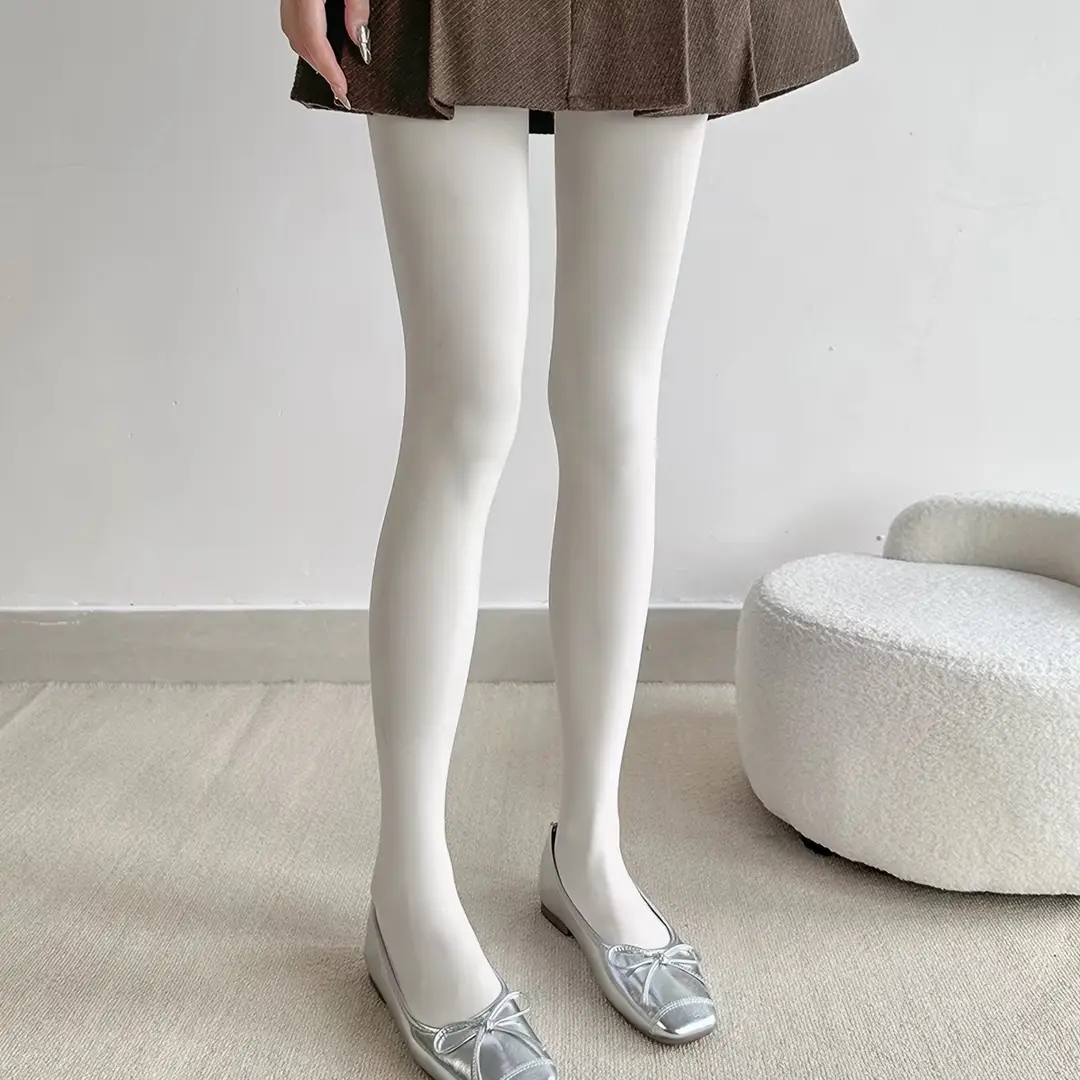 80d velvet pantyhose for women, Lolita JK style, thick white, pure and desirable, anti-snag, elegant stockings, spring and autumn thin leggings
