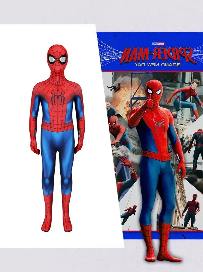 Red and Blue Spider-Man 4 Cosplay: The New Day Peter Parker One-Piece Bodysuit Cosplay Costume for Halloween