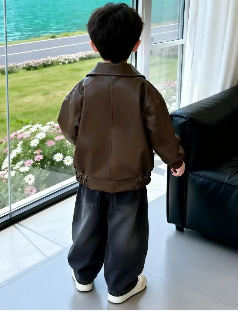 Cool and stylish boys' leather jacket 2026 spring/autumn new children's spring leather jacket trendy cool little boys' spring clothing — feature 17