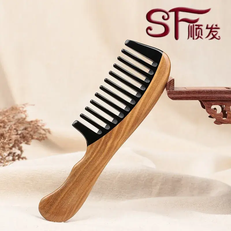 Sandalwood Wide Tooth Horn Comb for Hair - Image 2