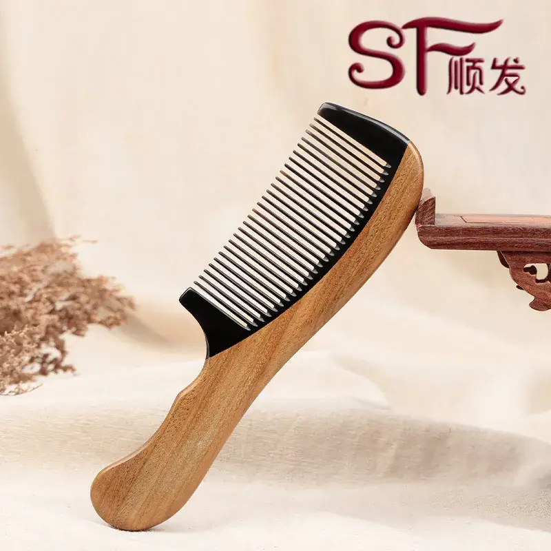 Sandalwood Wide Tooth Horn Comb for Hair - Image 3