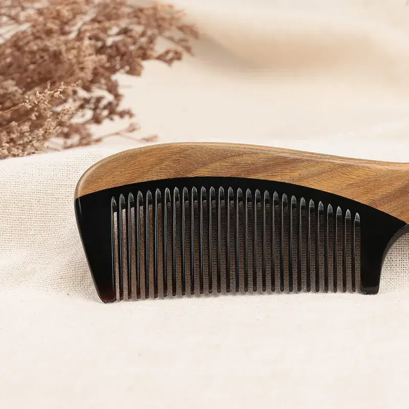 Sandalwood Wide Tooth Horn Comb for Hair - Image 4