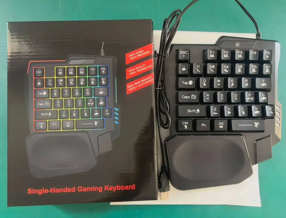 Cross-border in-stock flat single-handed keyboard with mechanical feel, gaming throne keyboard and mouse set, Peace Elite computer accessories