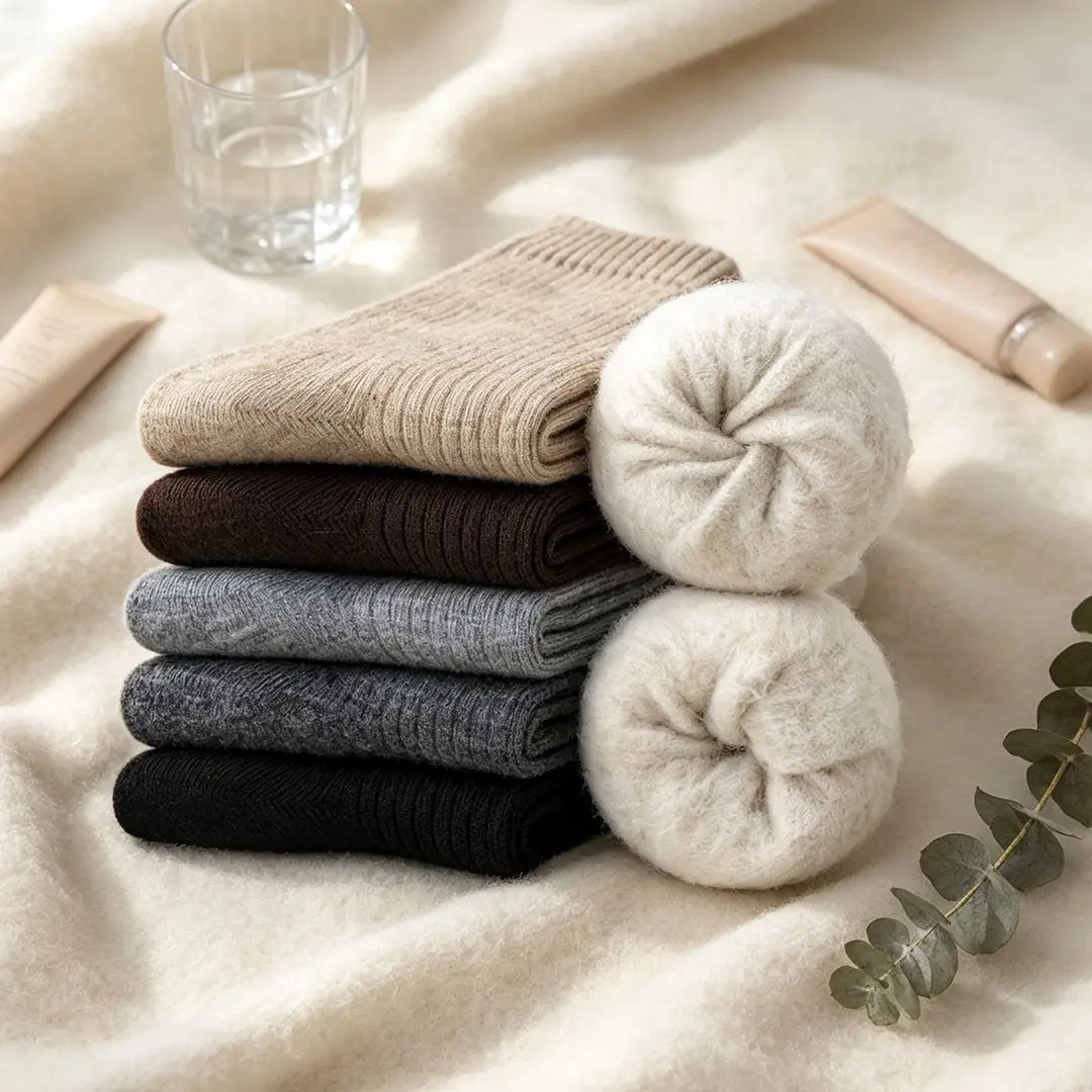 Thickened Wool Striped Socks, Mid-Length Warm Cashmere Maternity Socks, Women's Fleece-Lined Winter Home Floor Wool Socks