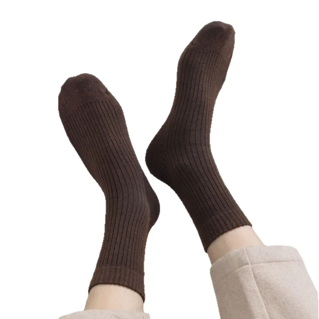 Thickened Wool Striped Socks, Mid-Length Warm Cashmere Maternity Socks, Women's Fleece-Lined Winter Home Floor Wool Socks