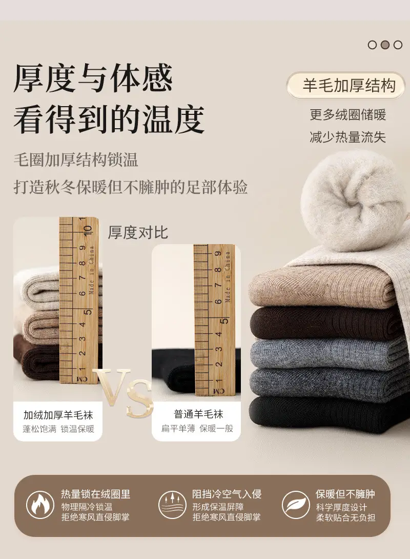 Thickened Wool Striped Socks, Mid-Length Warm Cashmere Maternity Socks, Women's Fleece-Lined Winter Home Floor Wool Socks — feature 11