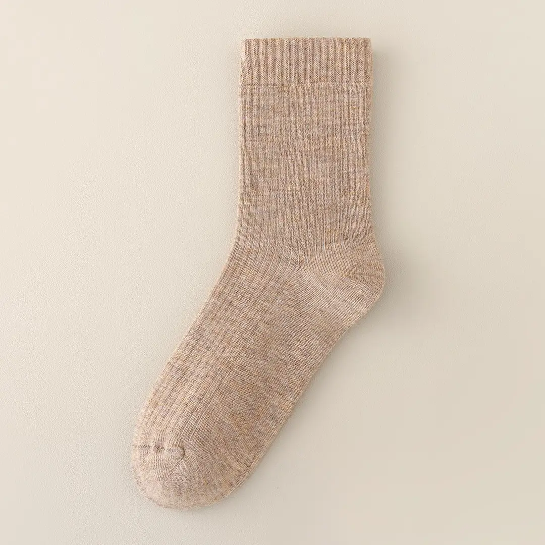 Thickened Wool Striped Socks, Mid-Length Warm Cashmere Maternity Socks, Women's Fleece-Lined Winter Home Floor Wool Socks