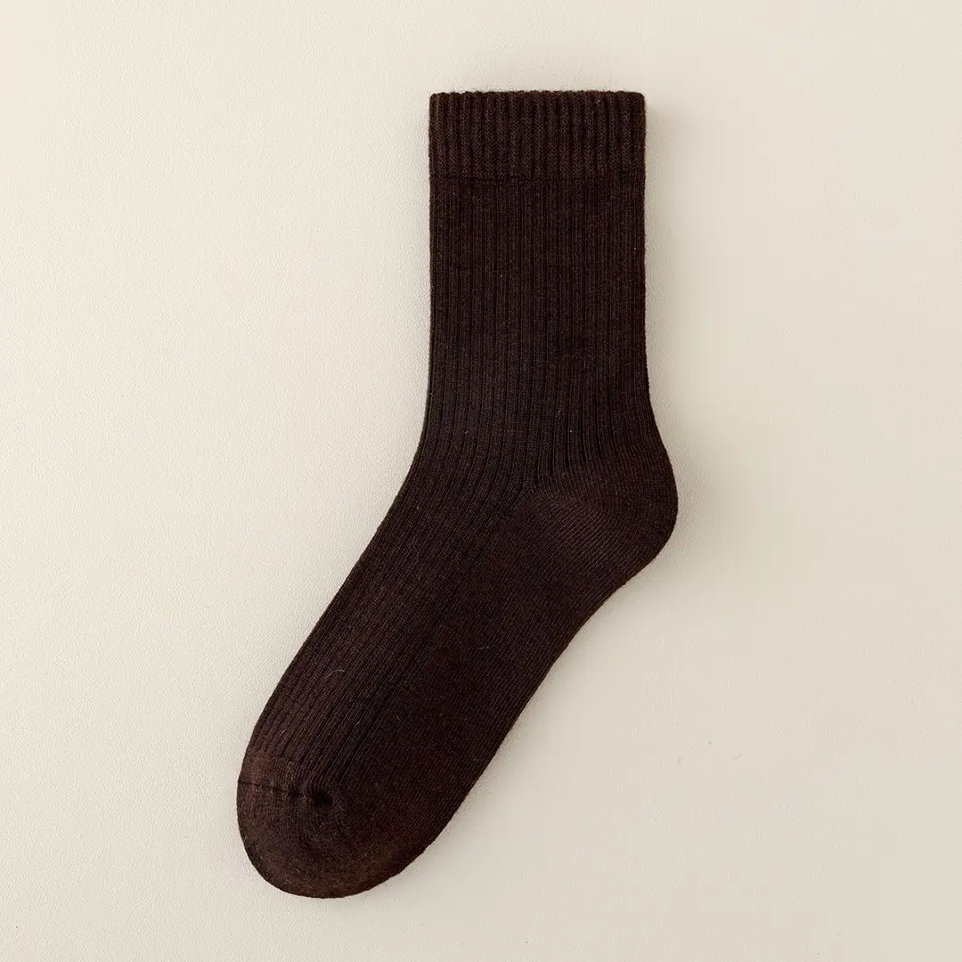 Thickened Wool Striped Socks, Mid-Length Warm Cashmere Maternity Socks, Women's Fleece-Lined Winter Home Floor Wool Socks