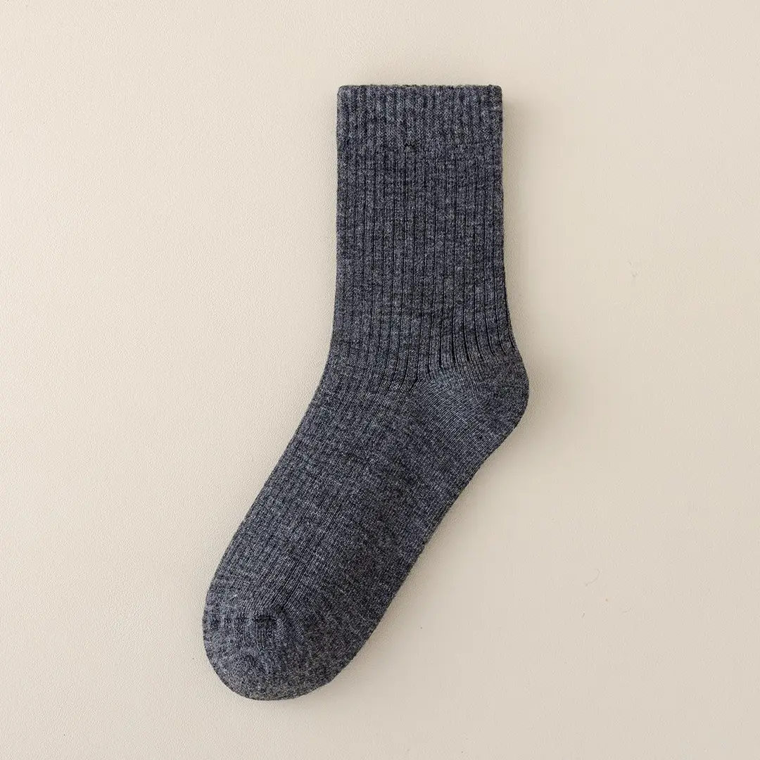 Thickened Wool Striped Socks, Mid-Length Warm Cashmere Maternity Socks, Women's Fleece-Lined Winter Home Floor Wool Socks