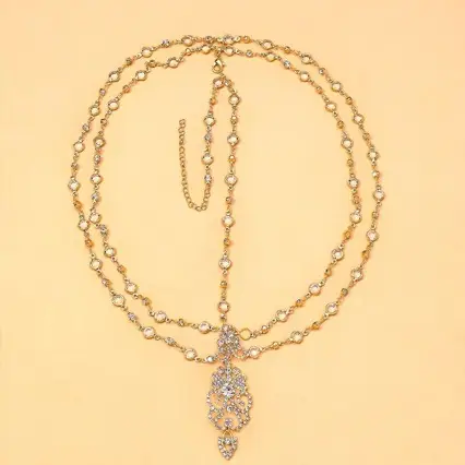 Cross-border best-selling water drop pendant head chain, bohemian style, elegant and fashionable rhinestone forehead chain hair accessory for women
