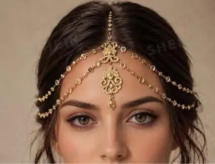 Cross-border best-selling water drop pendant head chain, bohemian style, elegant and fashionable rhinestone forehead chain hair accessory for women