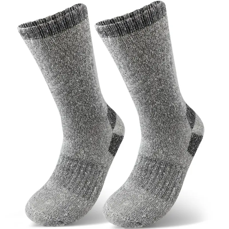 Winter men's fleece-lined warm outdoor sports hiking mid-calf socks, casual thickened terry heat-retaining home floor socks