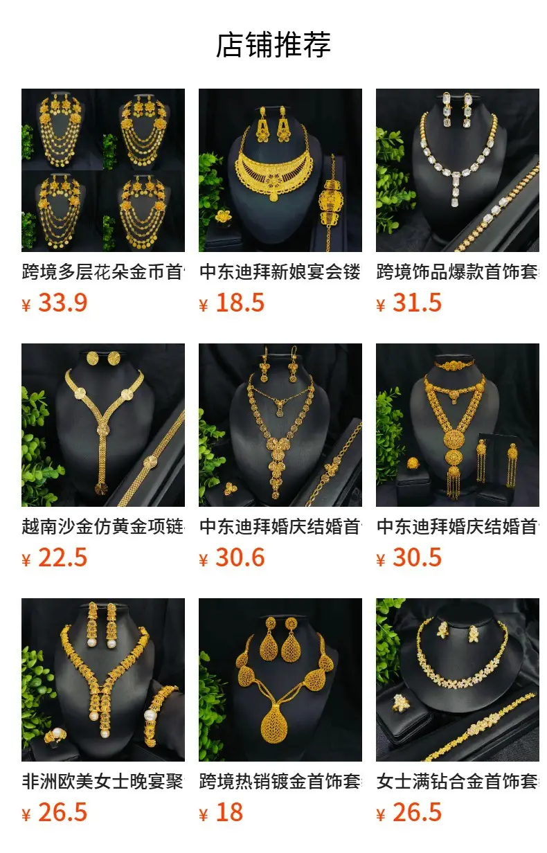 Cross-border heavy-duty tassel jewelry two-piece set, gold-plated long necklace and earrings, Middle Eastern and African wedding and banquet set — feature 1