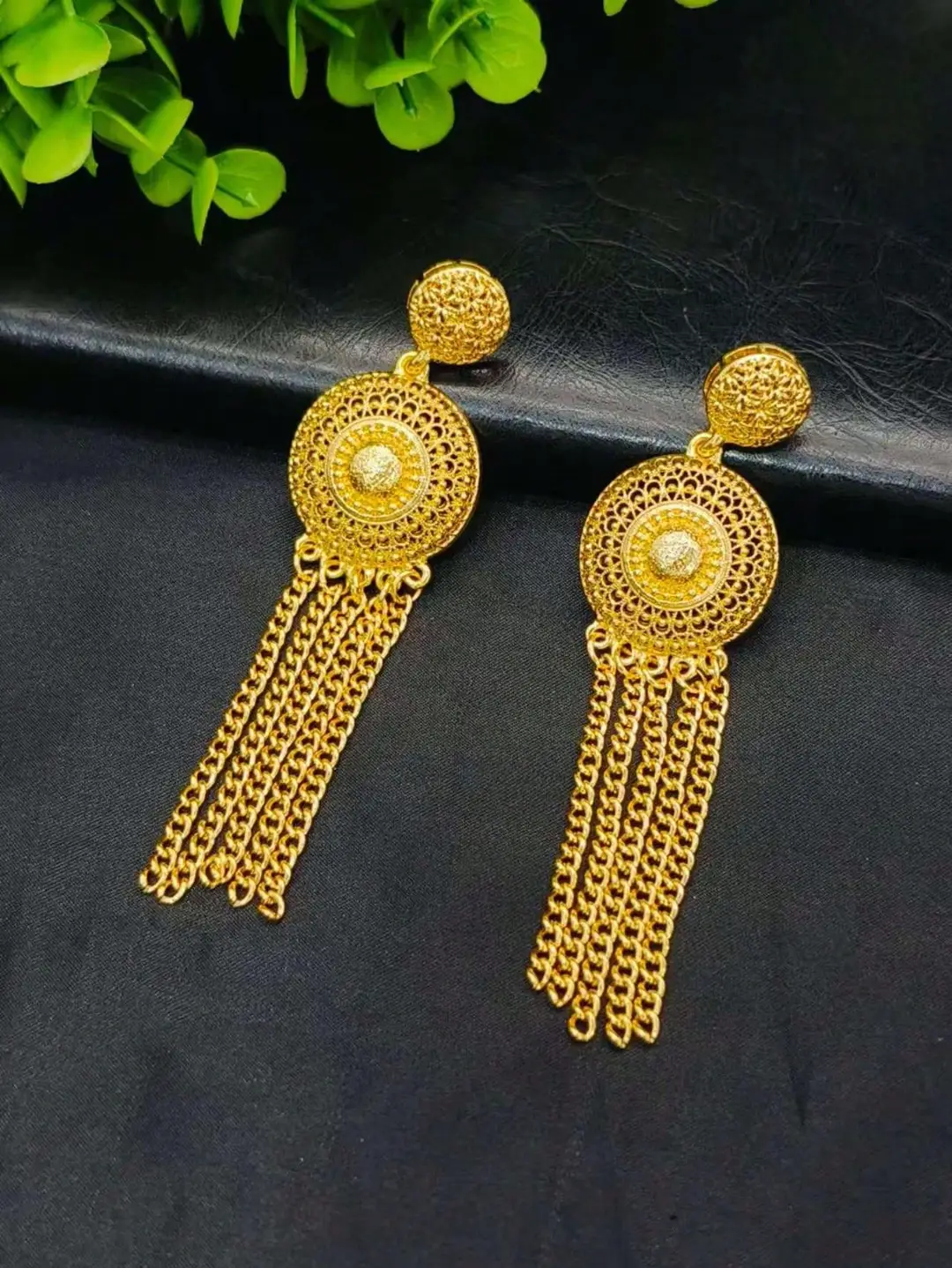 Cross-border heavy-duty tassel jewelry two-piece set, gold-plated long necklace and earrings, Middle Eastern and African wedding and banquet set — feature 4
