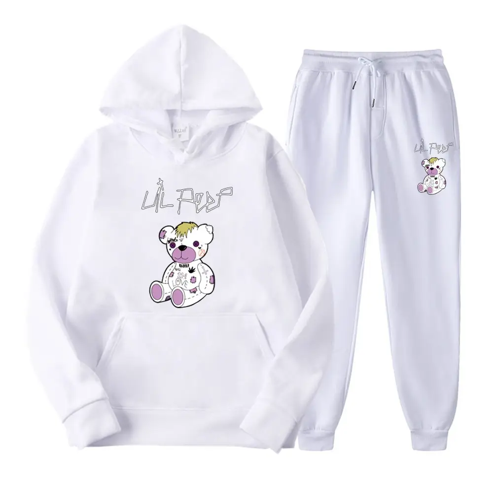 2025 Amazon Bestseller LILpee Bear Print Winter Fleece Men's Sports Sweatshirt Hoodie Set — feature 3