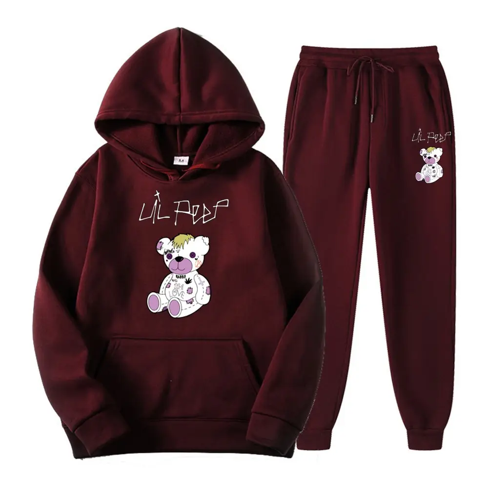 2025 Amazon Bestseller LILpee Bear Print Winter Fleece Men's Sports Sweatshirt Hoodie Set — feature 9