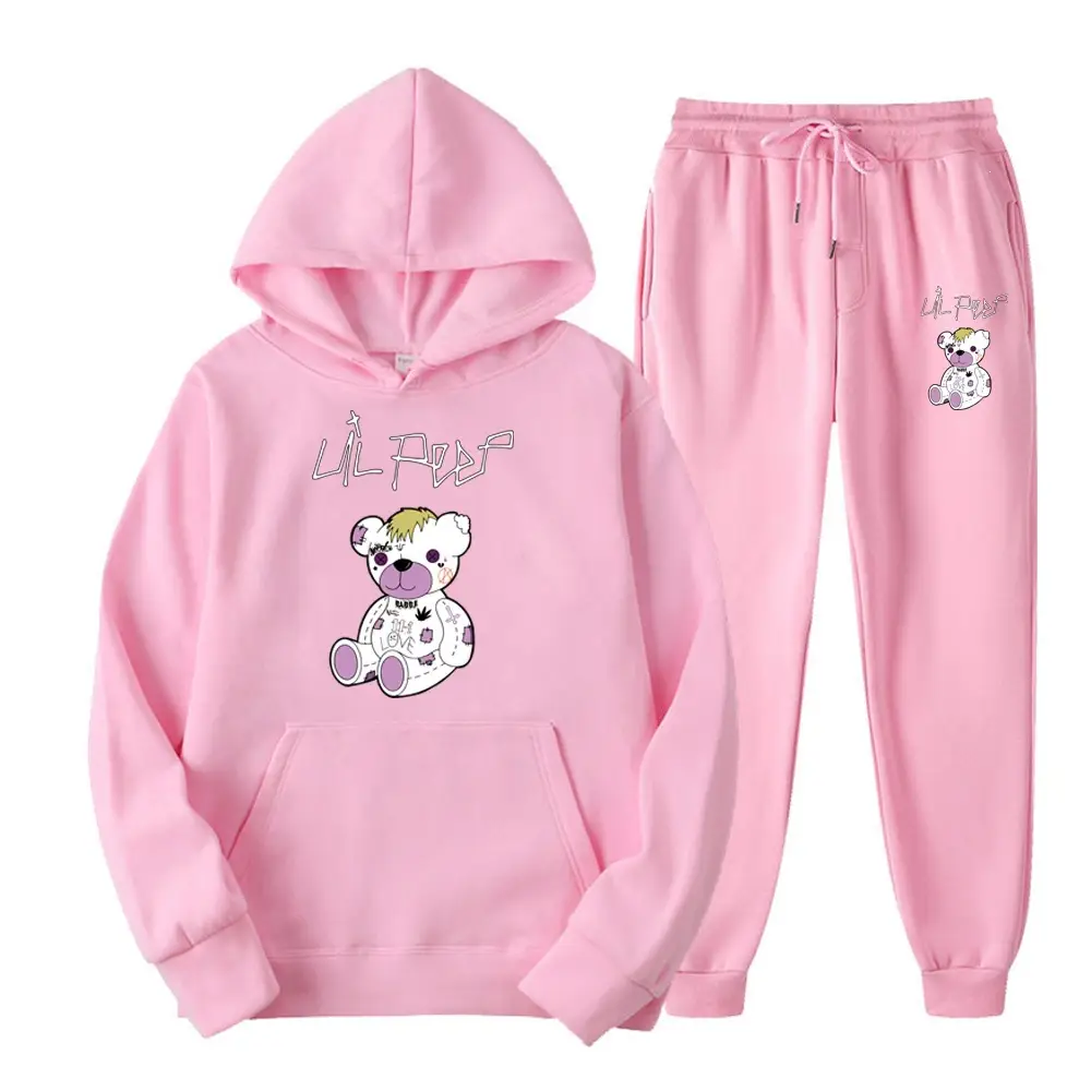 2025 Amazon Bestseller LILpee Bear Print Winter Fleece Men's Sports Sweatshirt Hoodie Set