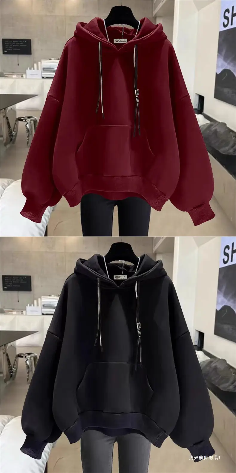 New autumn and winter design for plus-size girls, unique hooded sweatshirt for women, fleece-lined, thickened, large size, loose fit, versatile top for women — feature 6
