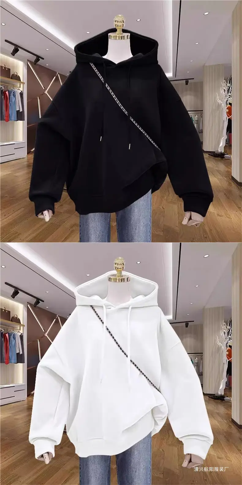 New autumn and winter design for plus-size girls, unique hooded sweatshirt for women, fleece-lined, thickened, large size, loose fit, versatile top for women — feature 7