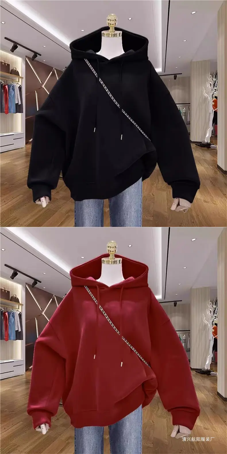 New autumn and winter design for plus-size girls, unique hooded sweatshirt for women, fleece-lined, thickened, large size, loose fit, versatile top for women — feature 8