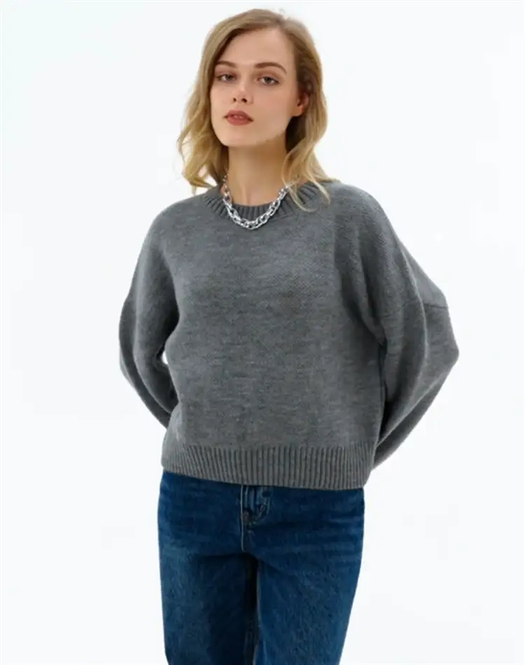 Cross-border European and American loose-fitting round-neck knitted sweater for women — feature 10