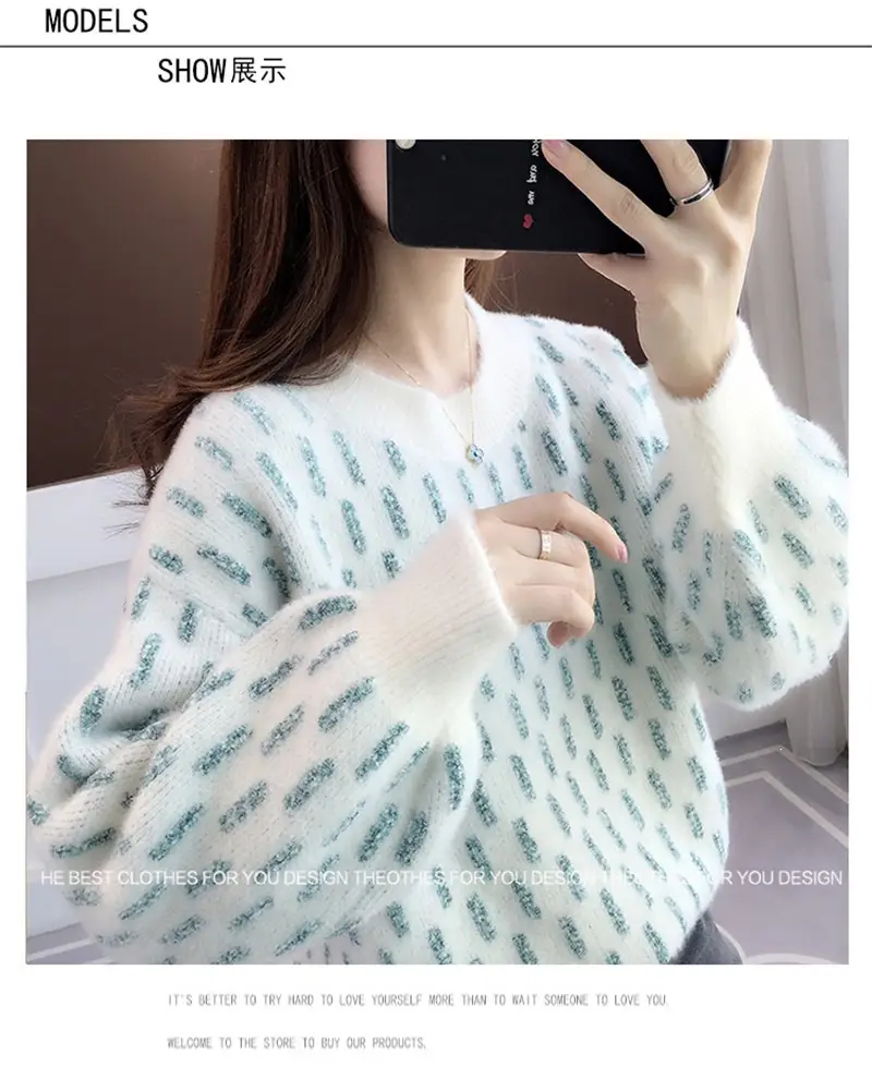 Autumn and winter plus-size chenille sweater, loose-fitting top, casual style, fashionable, thickened, slimming base shirt for women — feature 5
