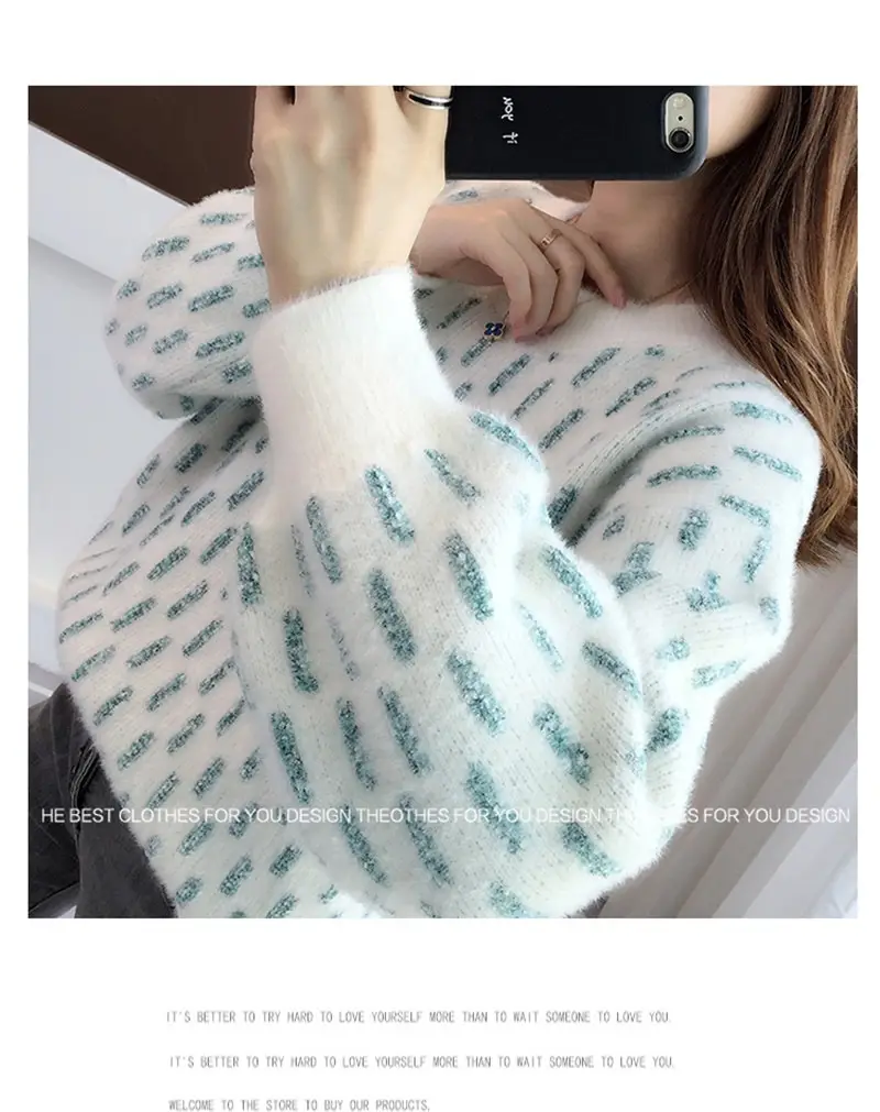 Autumn and winter plus-size chenille sweater, loose-fitting top, casual style, fashionable, thickened, slimming base shirt for women — feature 6