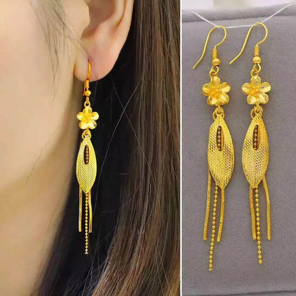 Vietnamese gold-plated trendy earring collection for women, new tassel stud earrings and drop earrings, fashion series, slow fading