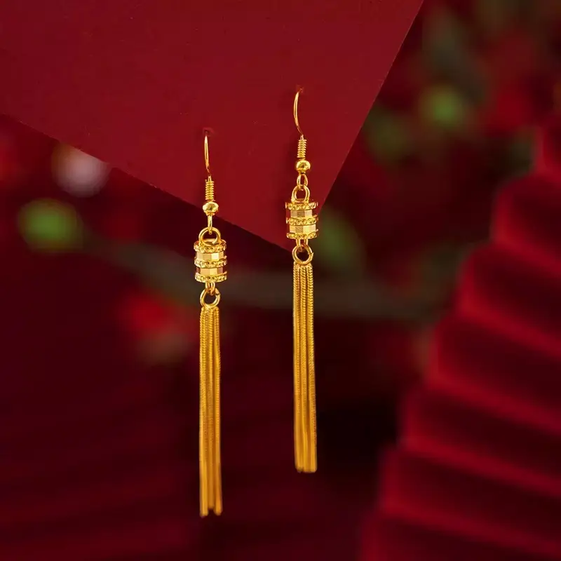 Vietnamese gold-plated trendy earring collection for women, new tassel stud earrings and drop earrings, fashion series, slow fading
