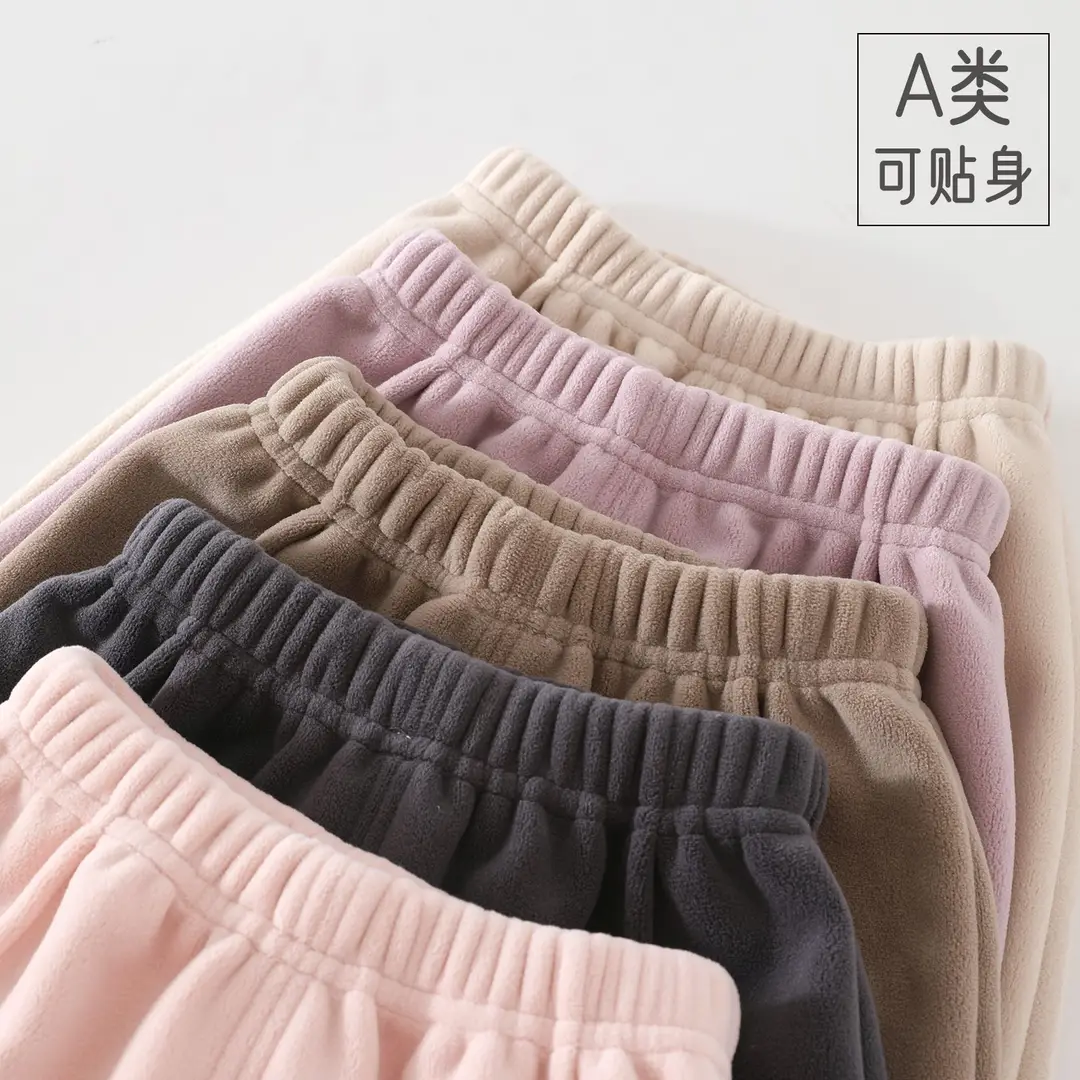 Children's thickened warm pants with flat waist for outdoor wear, suitable for boys and girls, autumn and winter fleece-lined long pants - Image 7