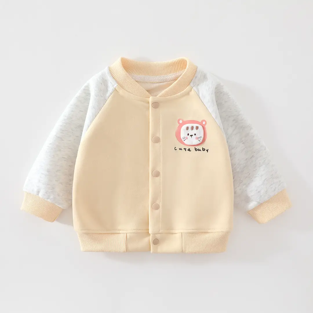 Baby autumn clothing, boys' and girls' baseball jacket, spring and autumn cartoon cardigan jacket for girls, outerwear for going out