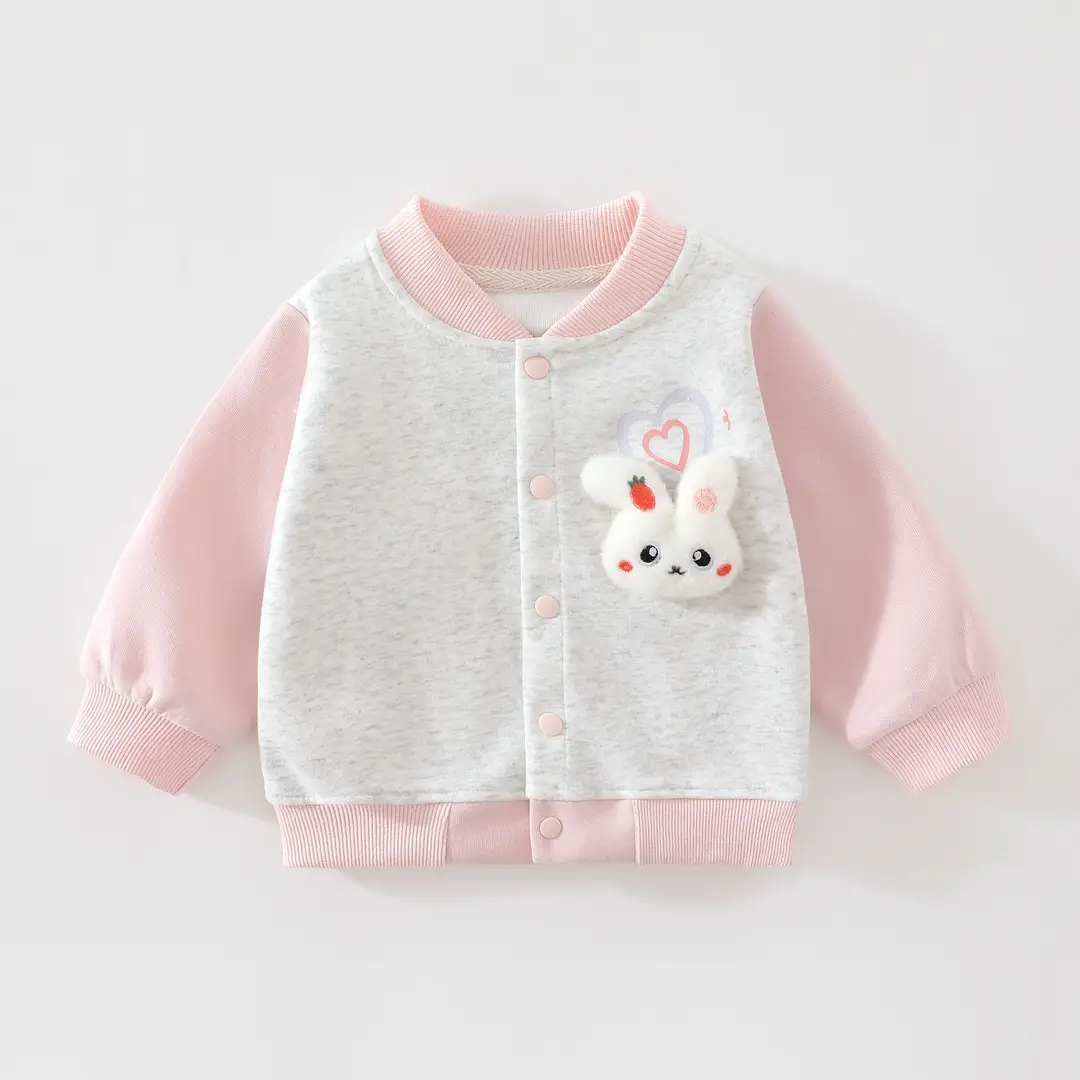 Baby autumn clothing, boys' and girls' baseball jacket, spring and autumn cartoon cardigan jacket for girls, outerwear for going out