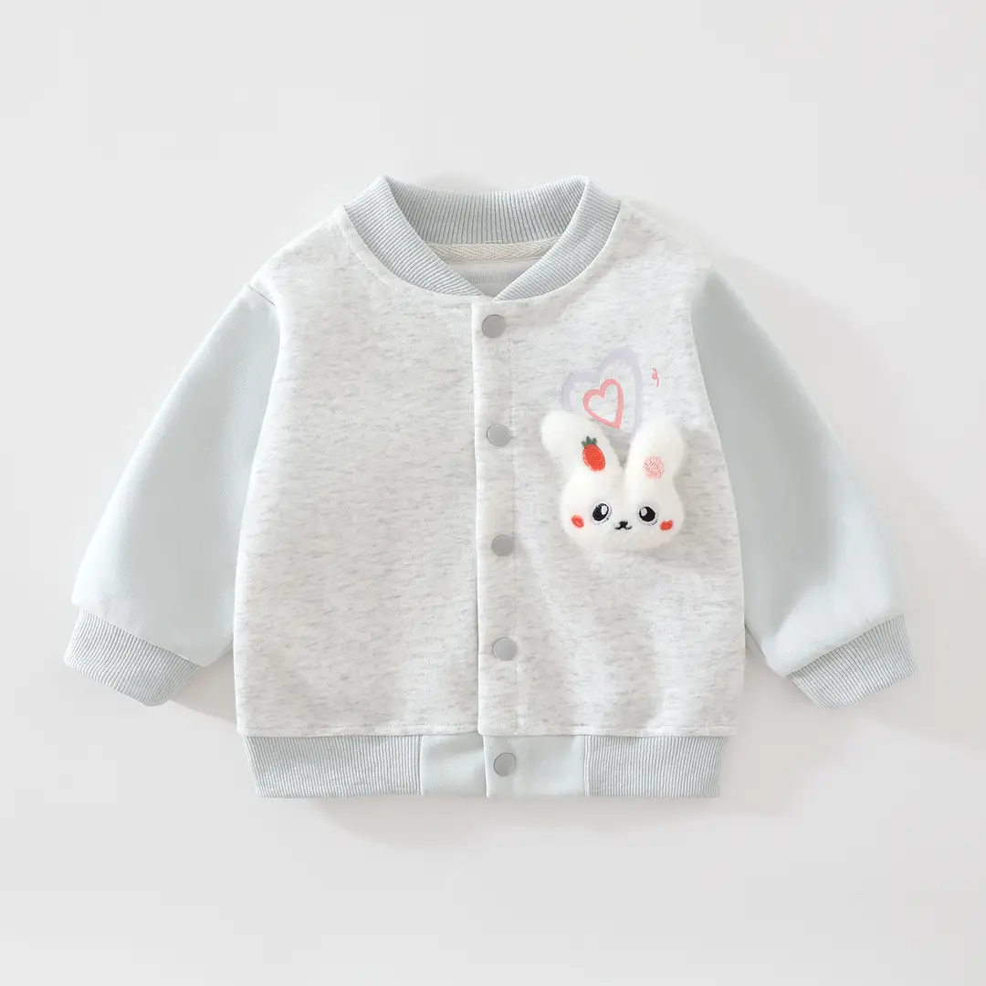 Baby autumn clothing, boys' and girls' baseball jacket, spring and autumn cartoon cardigan jacket for girls, outerwear for going out