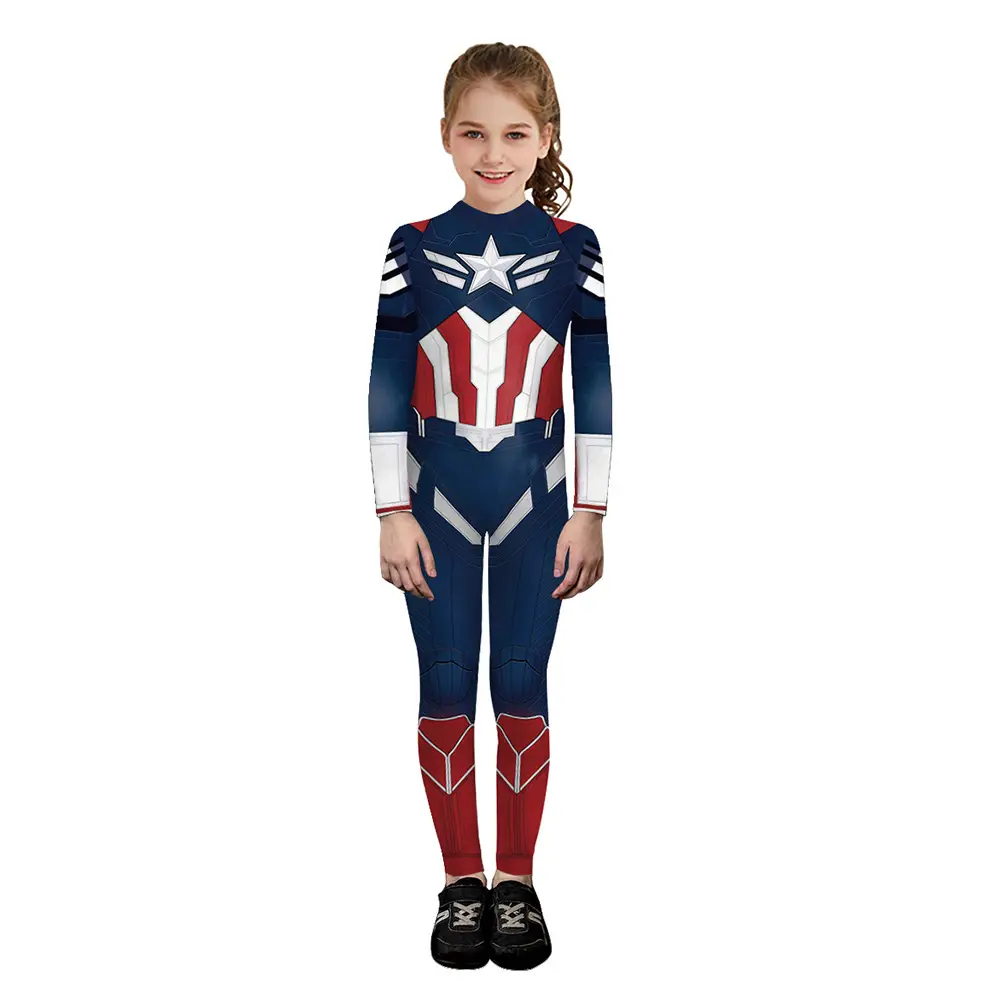 Halloween Comic-Con Party Cosplay Costume Marvel Captain America Mecha 3D Digital Print Bodysuit